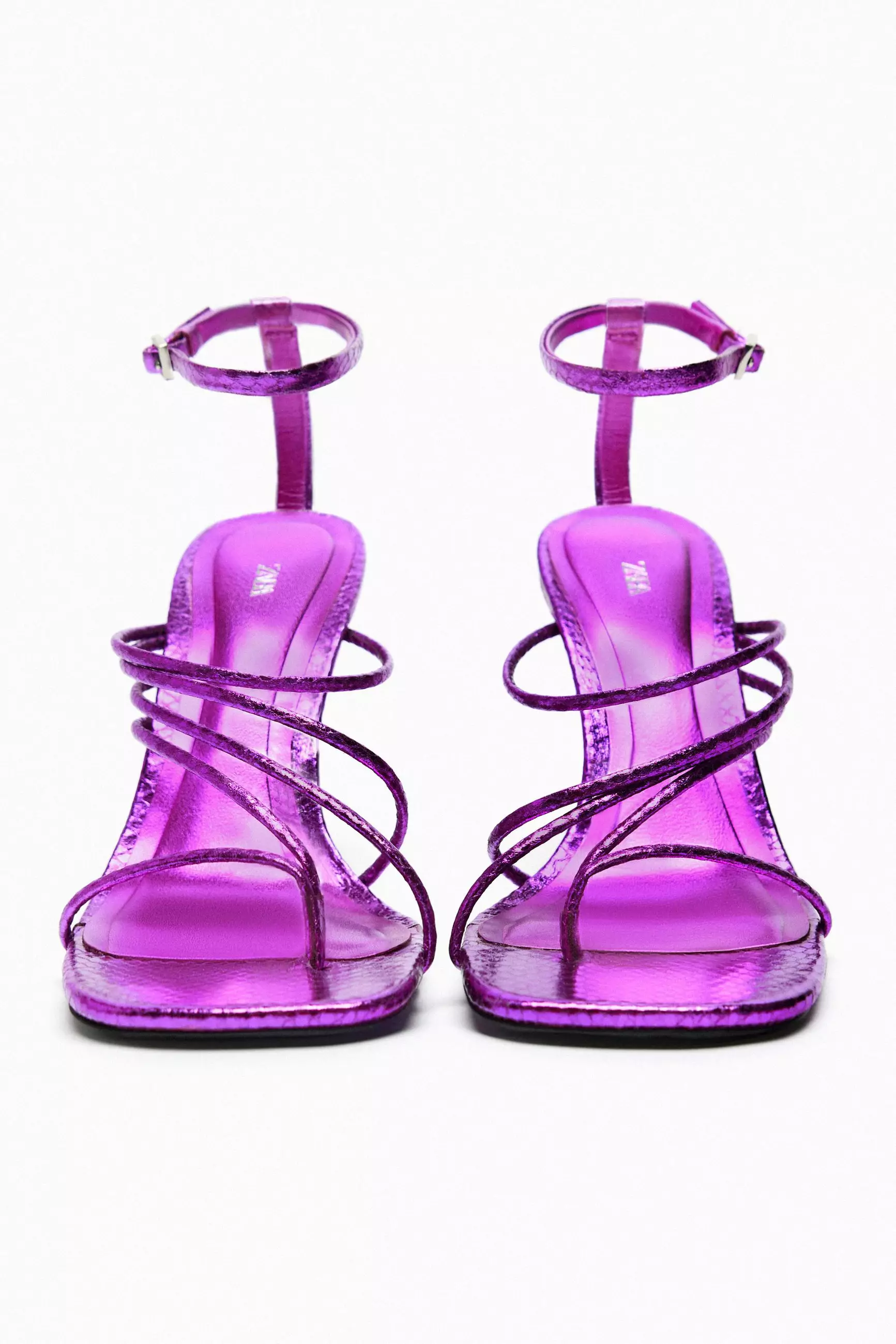 ZARA Metallic Sandals With Thin Straps 2025 | Buy ZARA