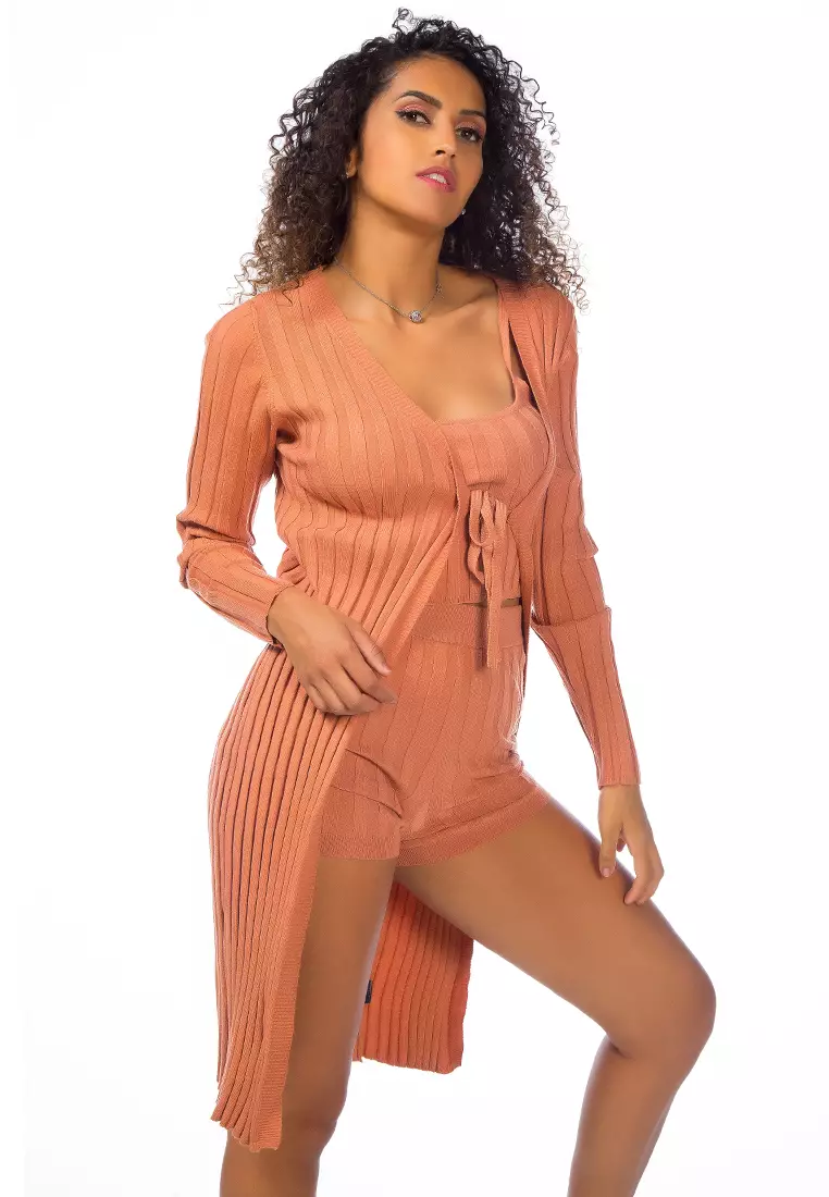 Rib Knit Wrap Shrug di Pasir Gurun