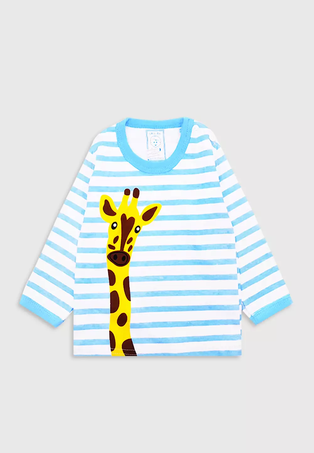 Wakakids Piyama Bayi Anak Laki Laki Usia 0 Bulan Hingga 6 Bulan Setelan Baju Lengan Panjang Motif Giraffe 4086 Biru