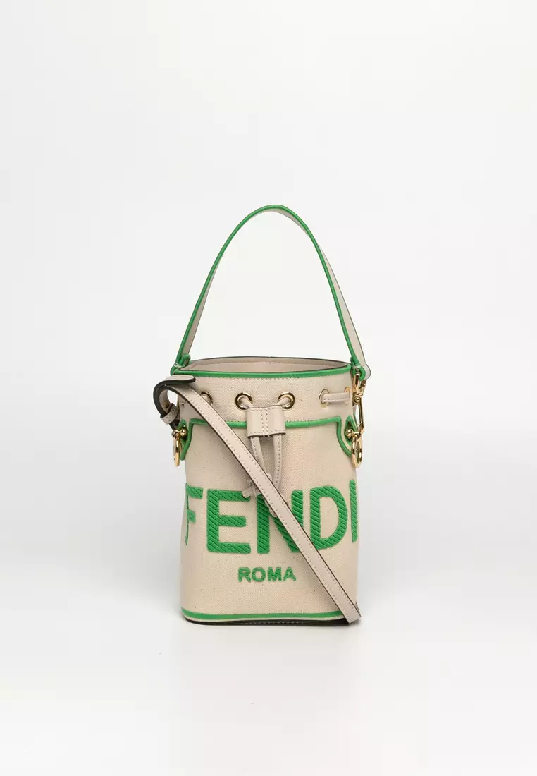 Mon Tresor - Beige canvas mini-bag with Fendi Roma embroidery