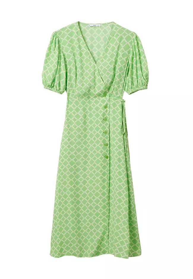 Printed Dress With Balloon Sleeves