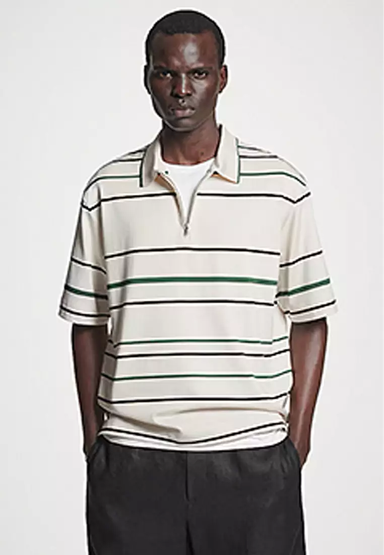 Buy COS Striped Half-Zip Polo Shirt 2025 Online | ZALORA