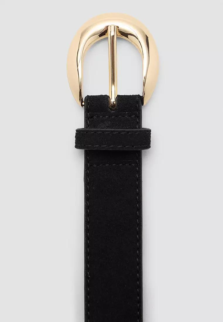 Leather Belt With Oval Buckle