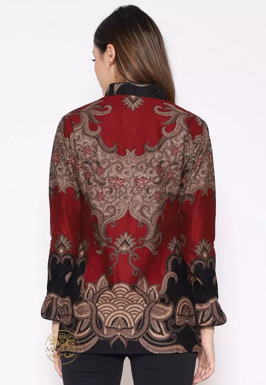 Blouse Batik Gana Maron Premium Slimfit Elegan