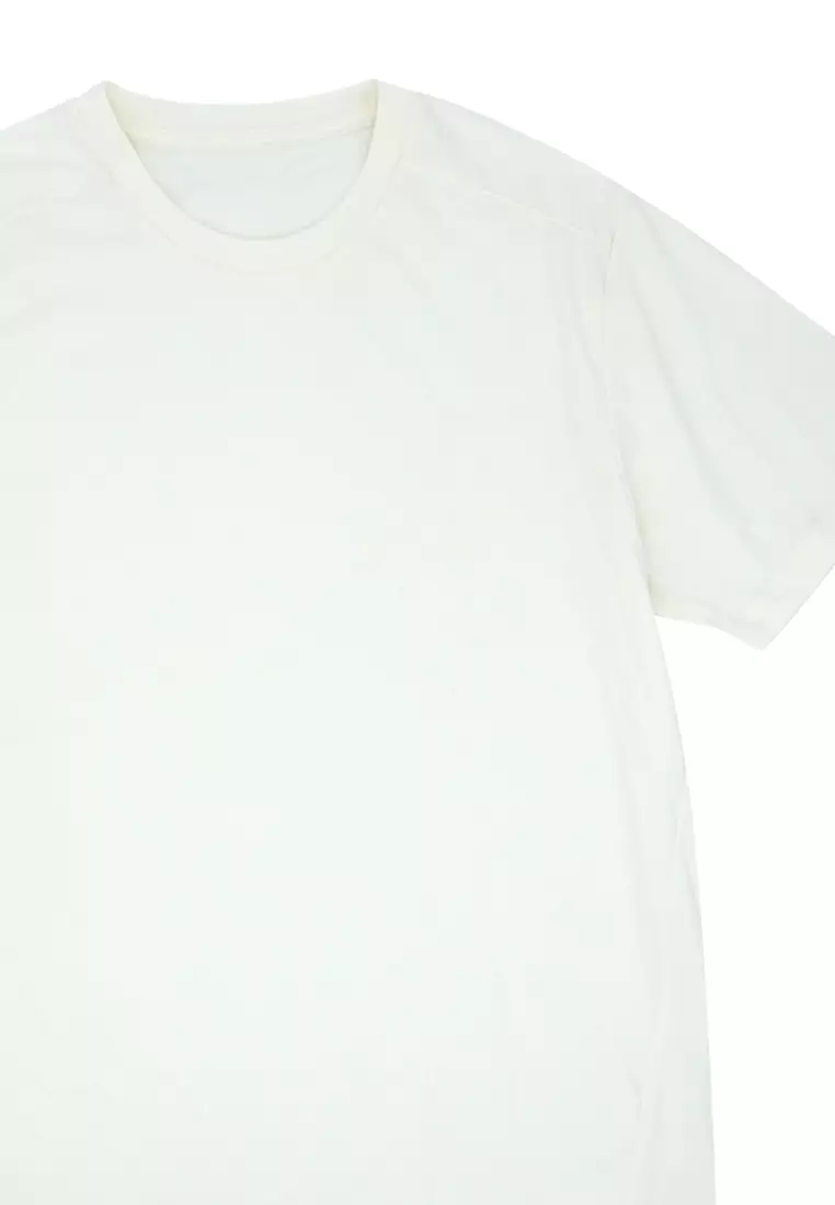 Men's Basic Round Neck T-Shirt with Shoulder Cut&Sew - Tapioca