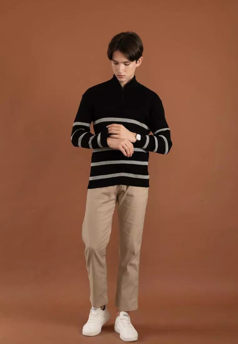 Kale Dickson Black / Sweater Rajut Lengan Panjang Pria premium berbahan dasar cotton wool