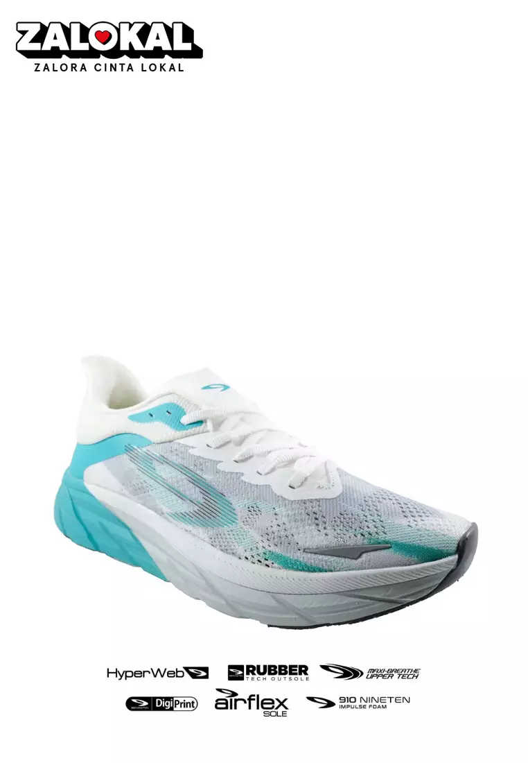 910 Nineten FUUTO REVENGE Sepatu Lari - Putih/Abu-Muda/Turquoise