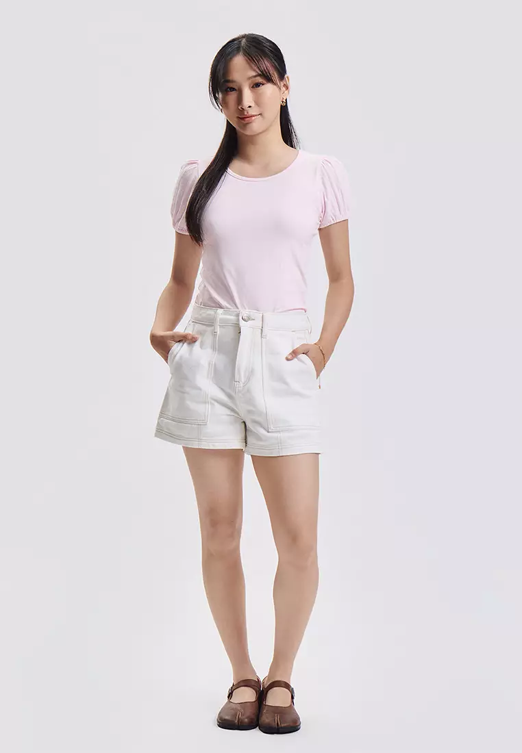 Denim Contrast Stitch Shorts