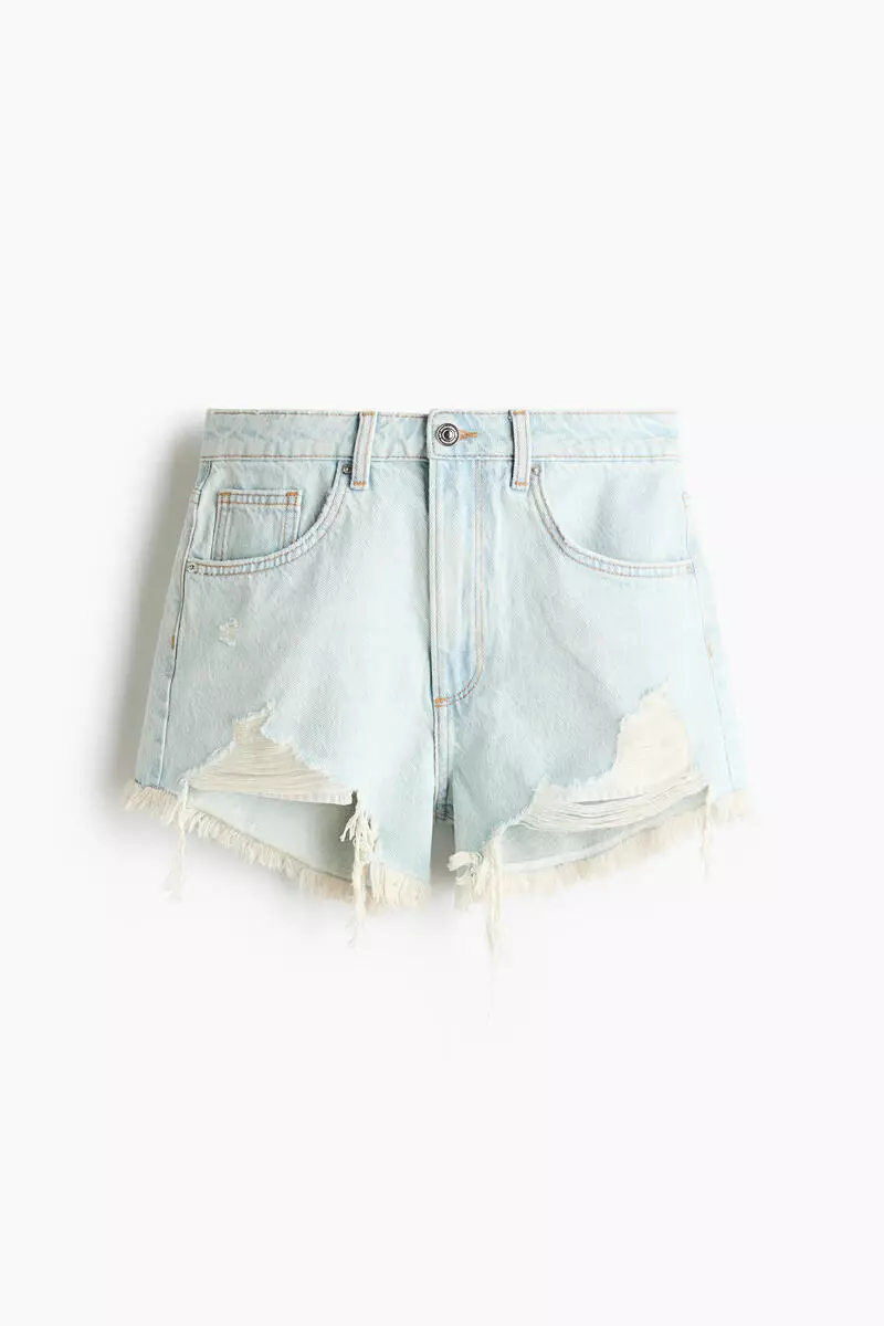 Worn-look denim shorts