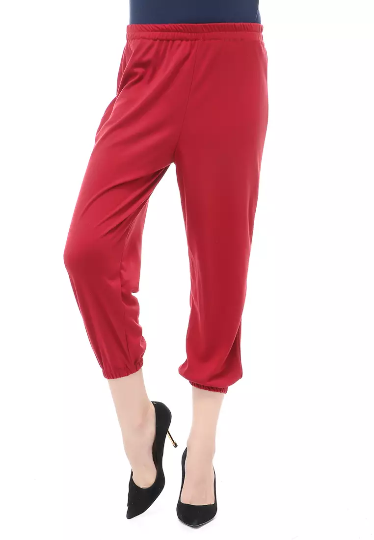 Nabila Legging Karet Muslimah Polos Bawahan Wanita Regular Fit - Maroon