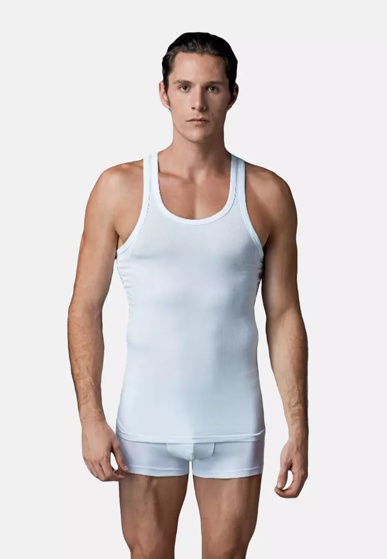 Pack of 2 White Boxer, Regular, Short Leg, Underwear for Men