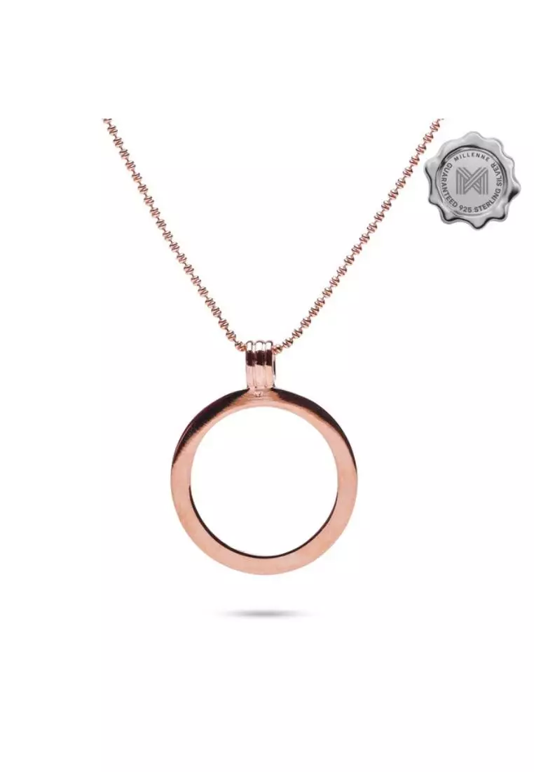Minimal Classic Loop Rose Gold Pendant with 925 Sterling Silver