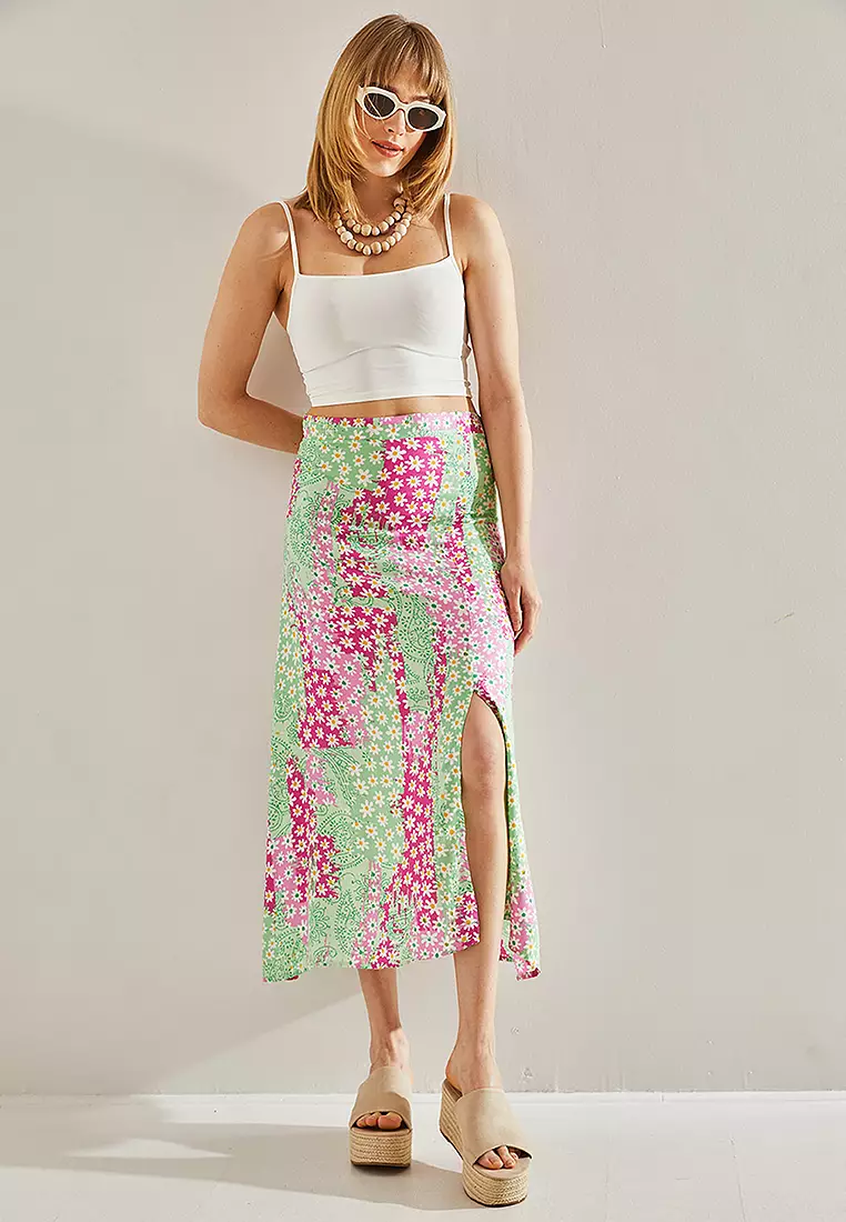 Viscose Slit Midi Skirt