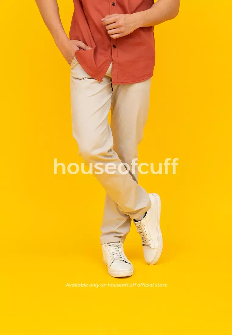 Celana Chino Panjang Pria Slim fit Stretch Jeans krim