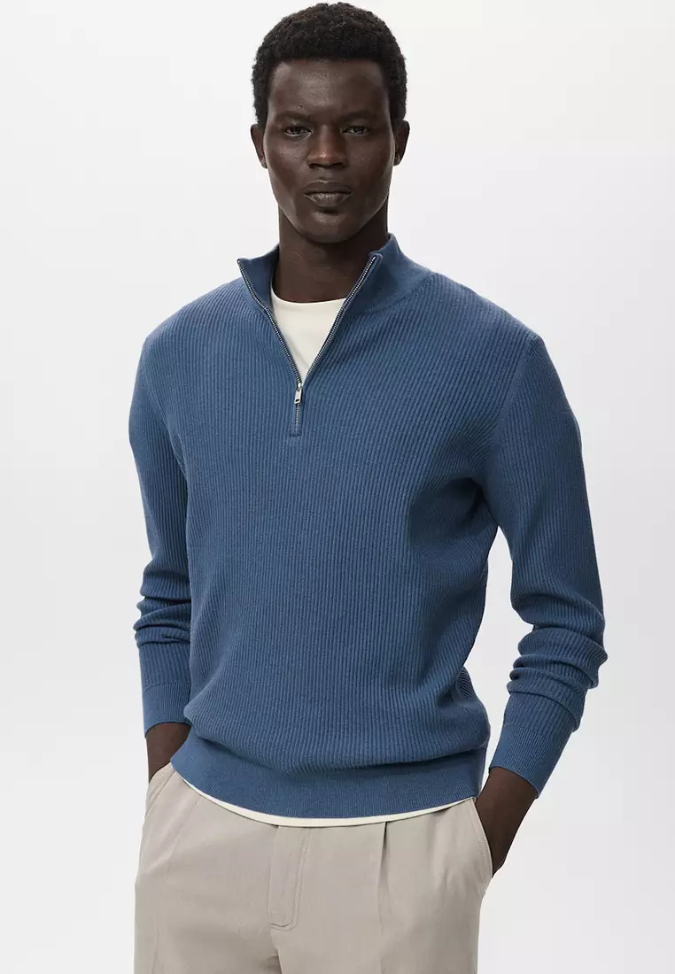 Buy MANGO Man Ribbed Sweater With Zip Neck 2025 Online ZALORA