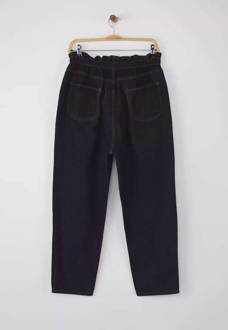 High Waist Elastic Waist Plus Size Mom Jeans