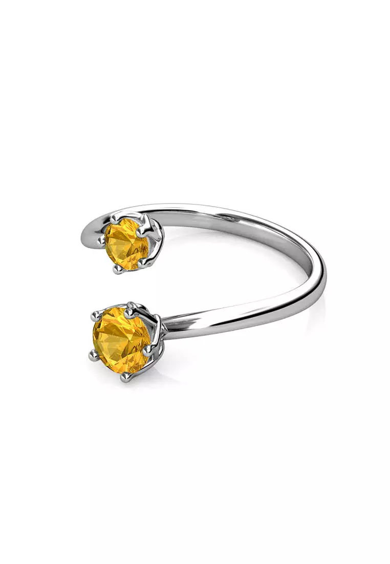 Birth Stone Ring November Citrine WG - Cincin Crystal by Her Jewellery