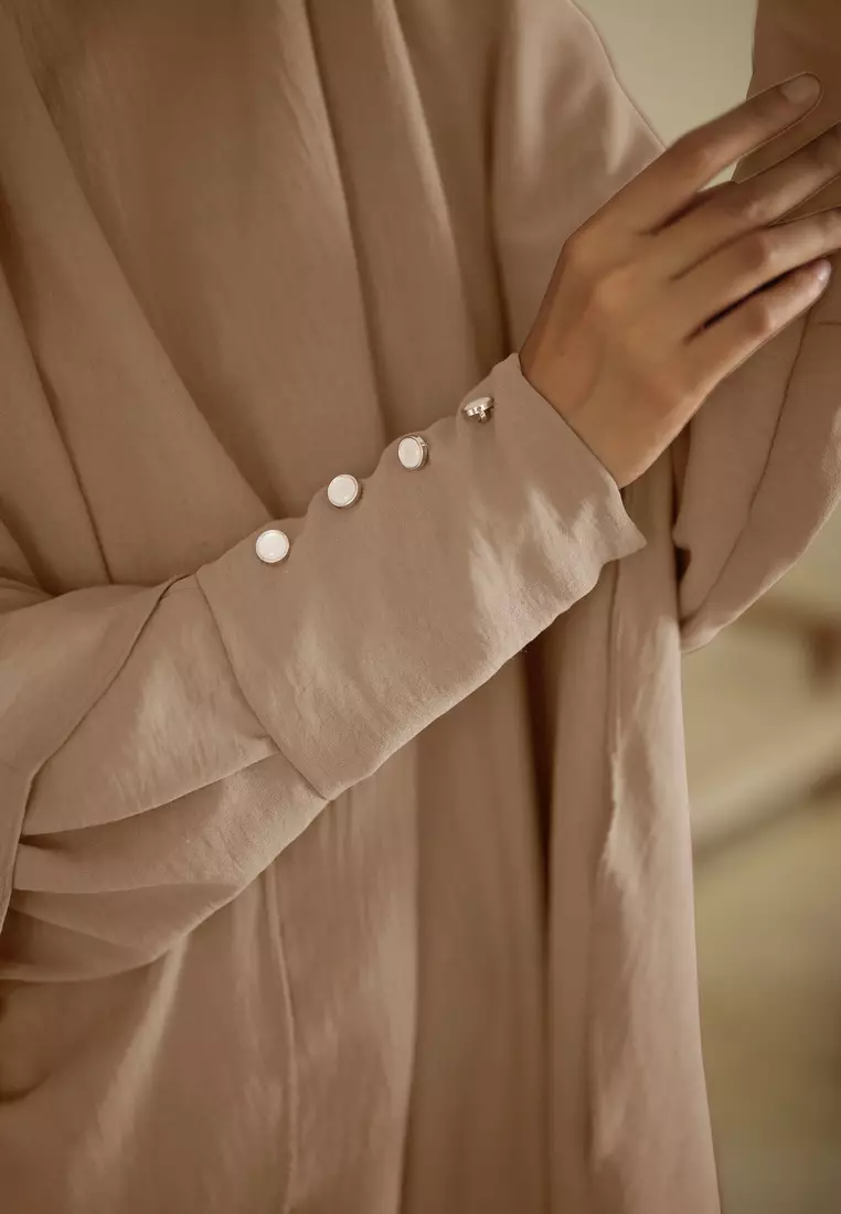 Cotton Bee - Yadira Set Abaya | French Khimar Dress Abaya - Cream Cameo