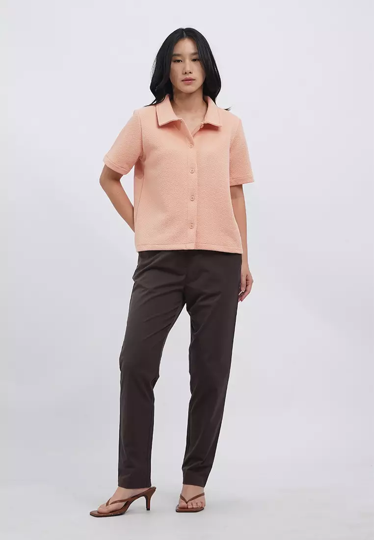 Short Sleeve Jacquard Knit Top