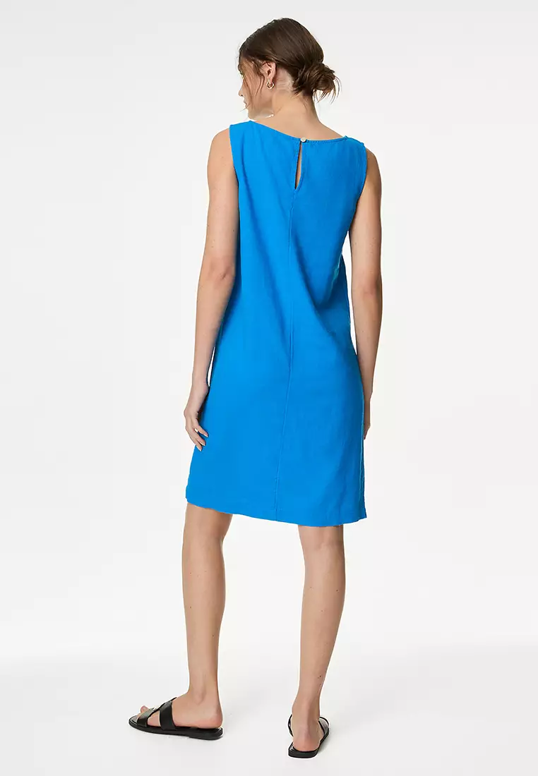 Linen Rich Knee Length Shift Dress