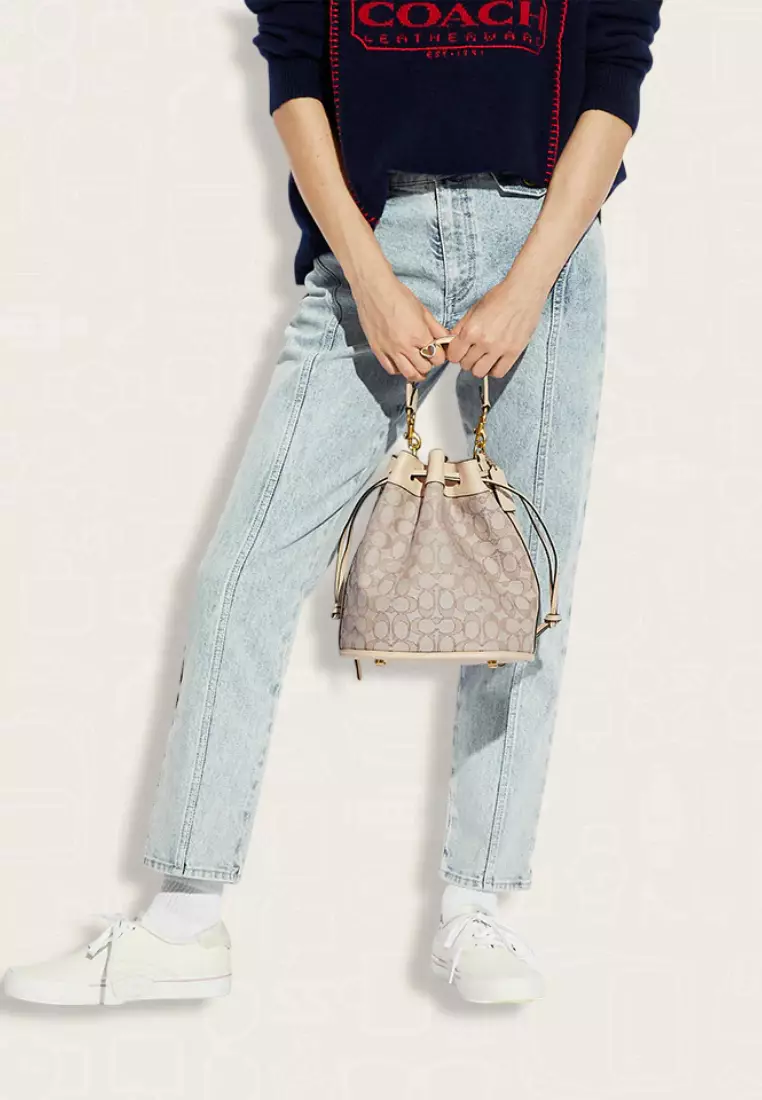 Coach Field Bucket Bag In Signature Jacquard Stone Ivory