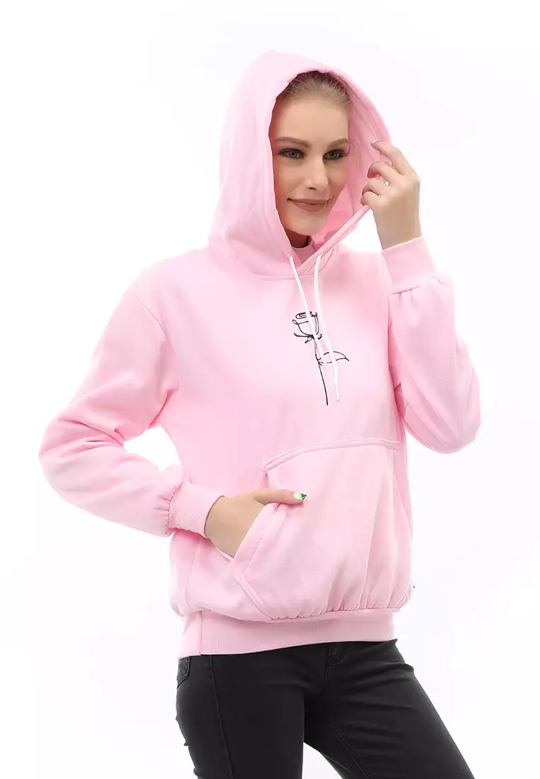 Hardwin Hoodie Jacket Rose Casual Wanita Material Fleece ORIGINAL - Baby Pink