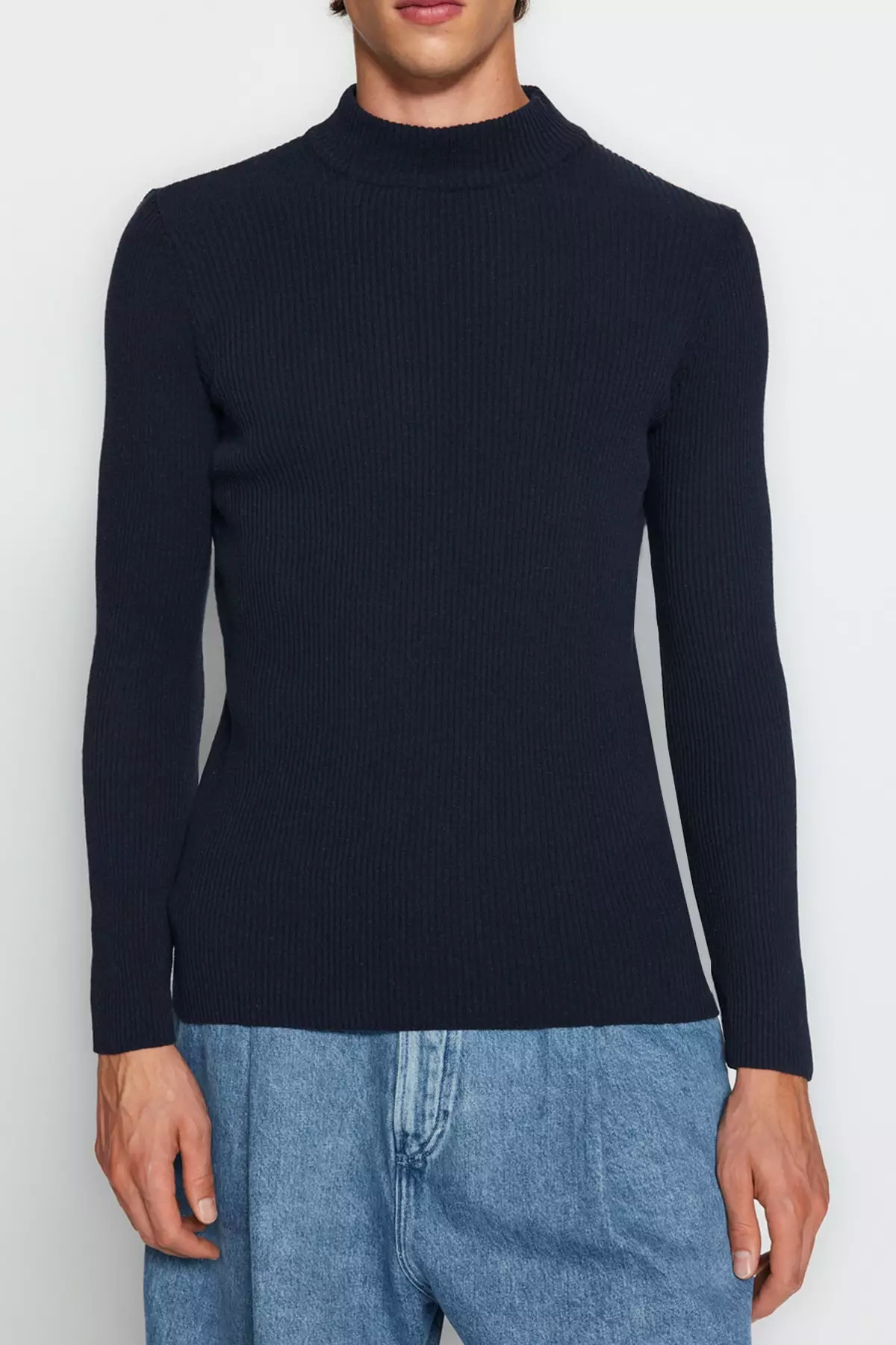 Buy Trendyol Navy Blue Anthracite Men s Fitted Tight Fit Half