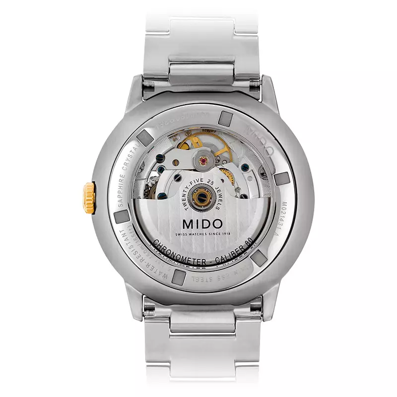 Jam Tangan Pria Mido Commander M021.431.22.071.00 Chronometer Rhodium Dial Dual Tone Stainless Steel Strap