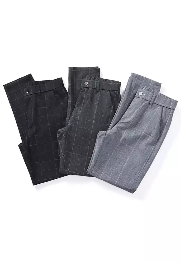 Checked Slim Fit Suit Pants