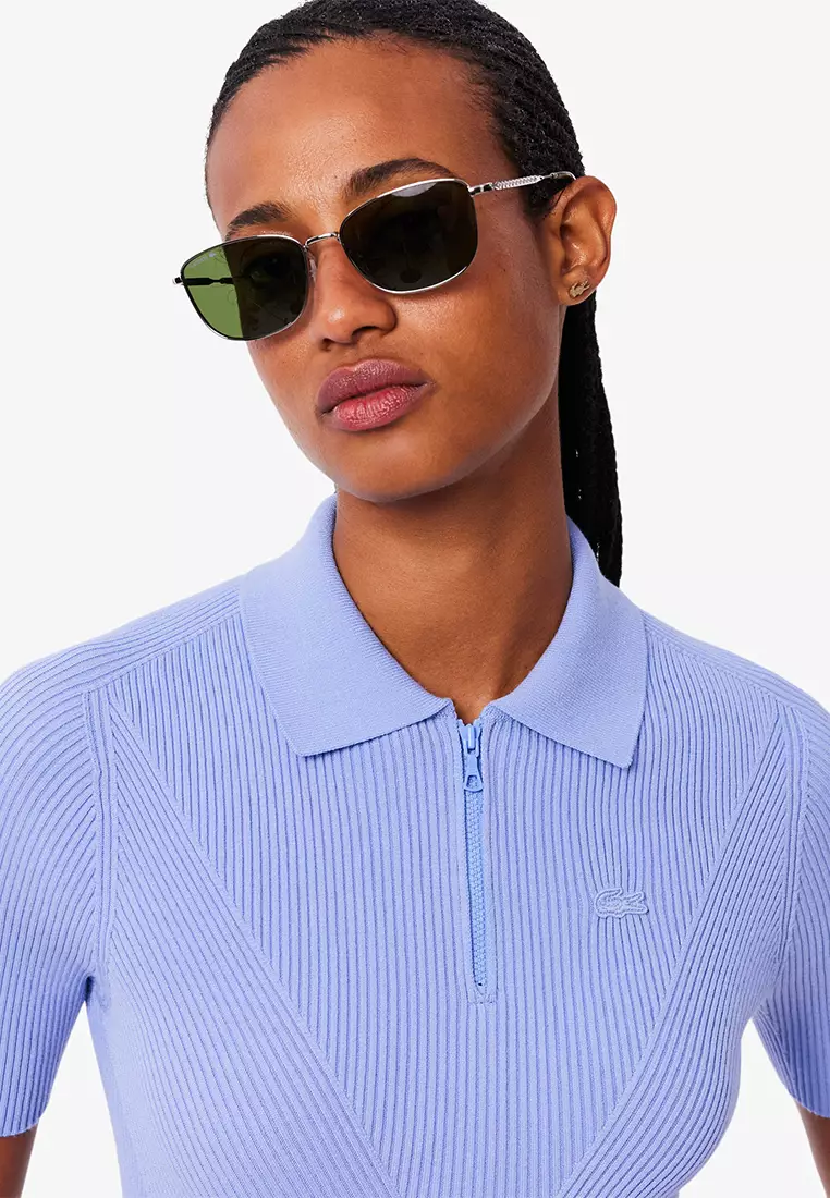 Zip Neck Rib Knit Polo Shirt