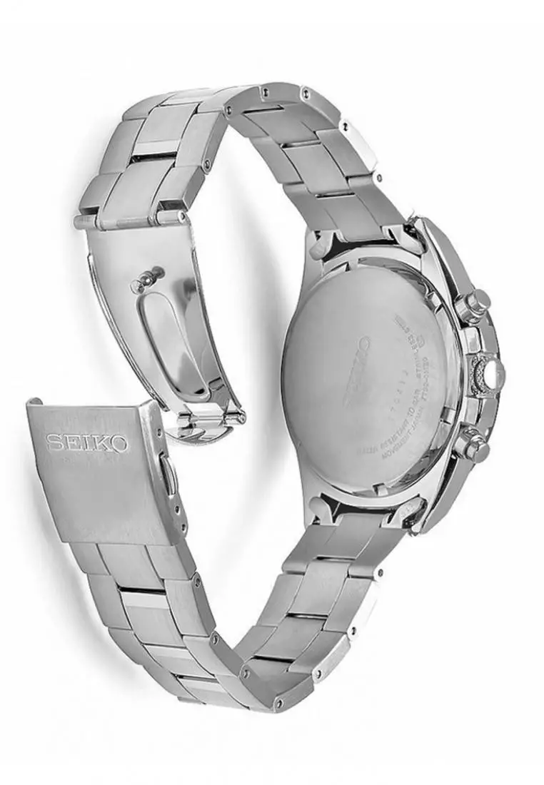 Jam Tangan Pria Seiko Chronograph FC Barcelona SNDD23 Strap Stainless Steel Silver