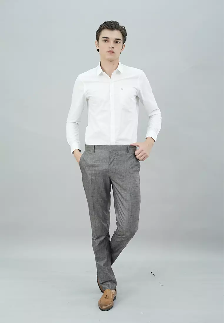 Johnwin - Celana Formal - Celana Pria - Abu - Polyester - Slim Fit - F.1035.010.230.C