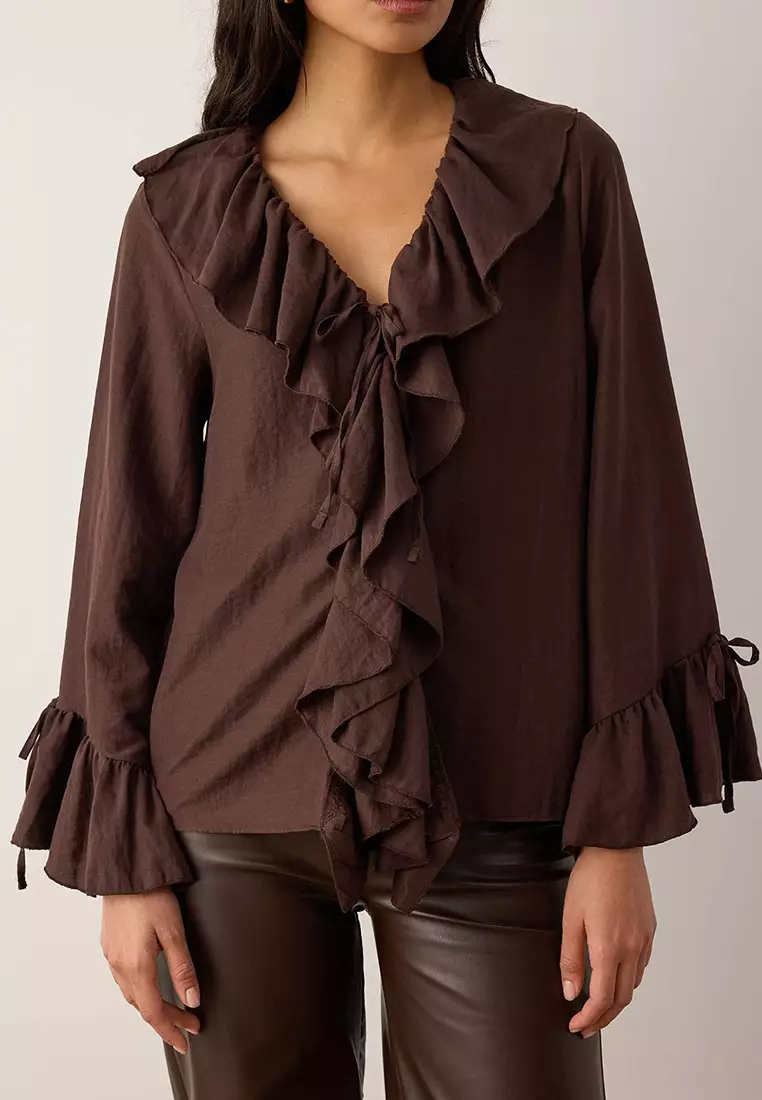 Ruffle Detailed Woven Blouse