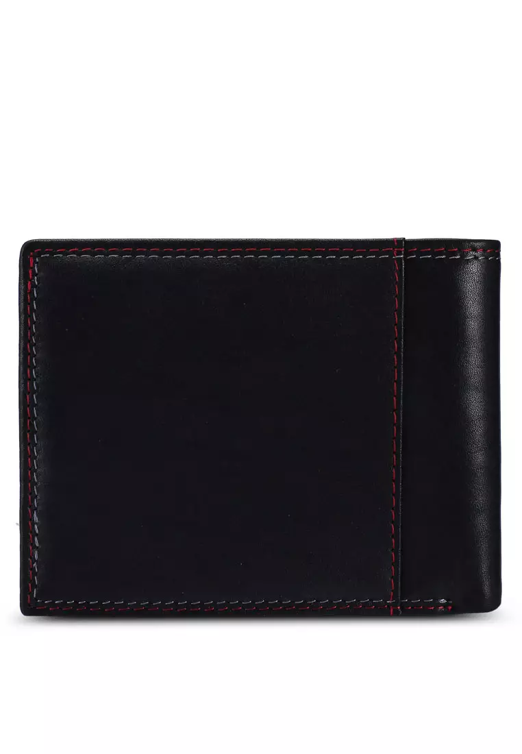 Men's RFID Genuine Leather Bi Fold Center Flap Short Wallet With Coin Compartment