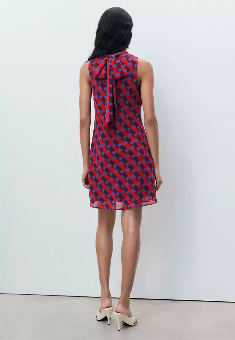 Printed Dress With Bow Detail