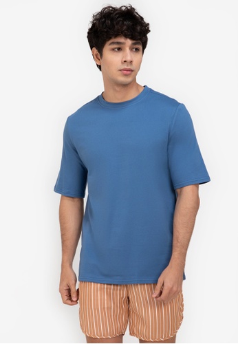 ZALORA BASICS blue Long Line T-Shirt 96048AAF306BD5GS_1