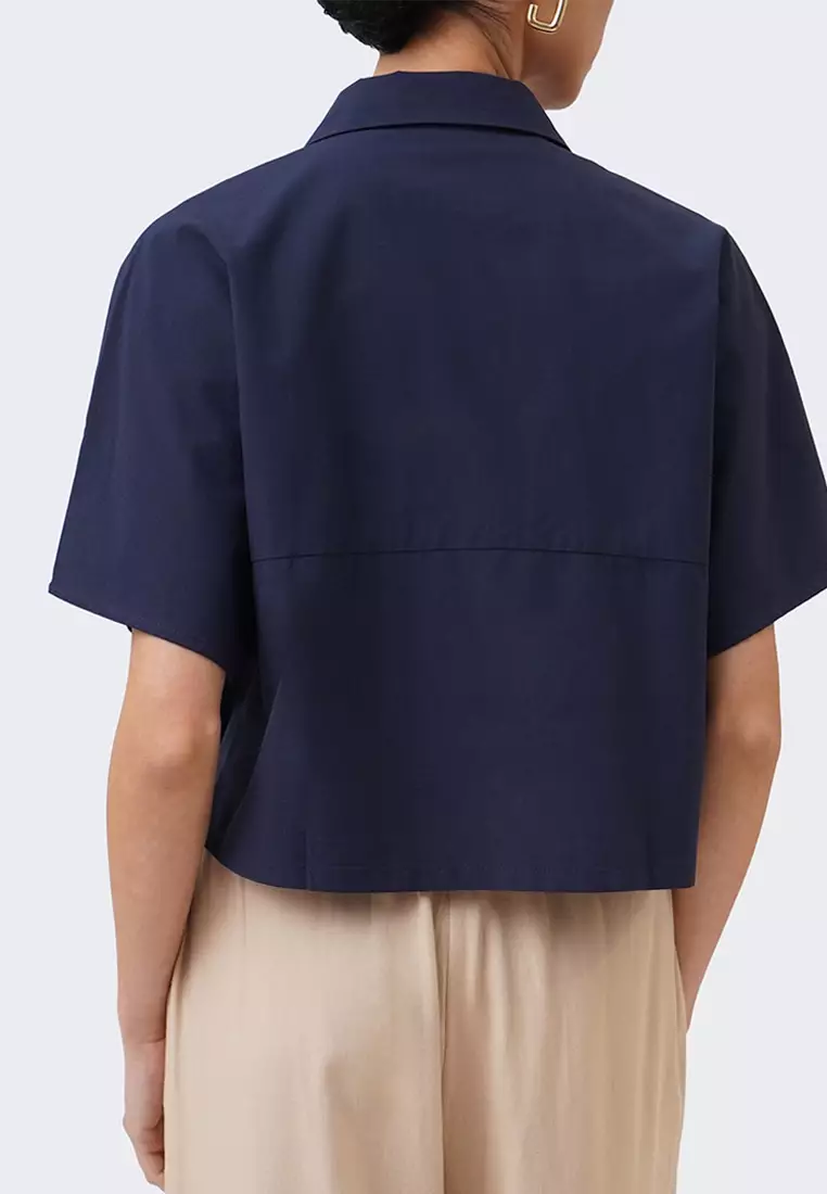 Women's Cropped Triangle Flap Pockets Shirt