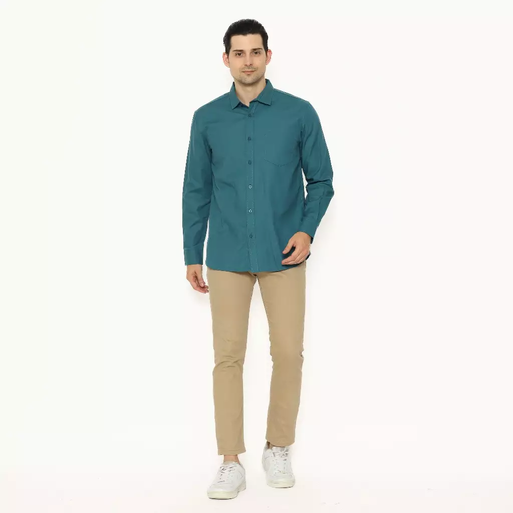 AMK Kemeja Pria Lengan Panjang SHS Benjamin L/s Green
