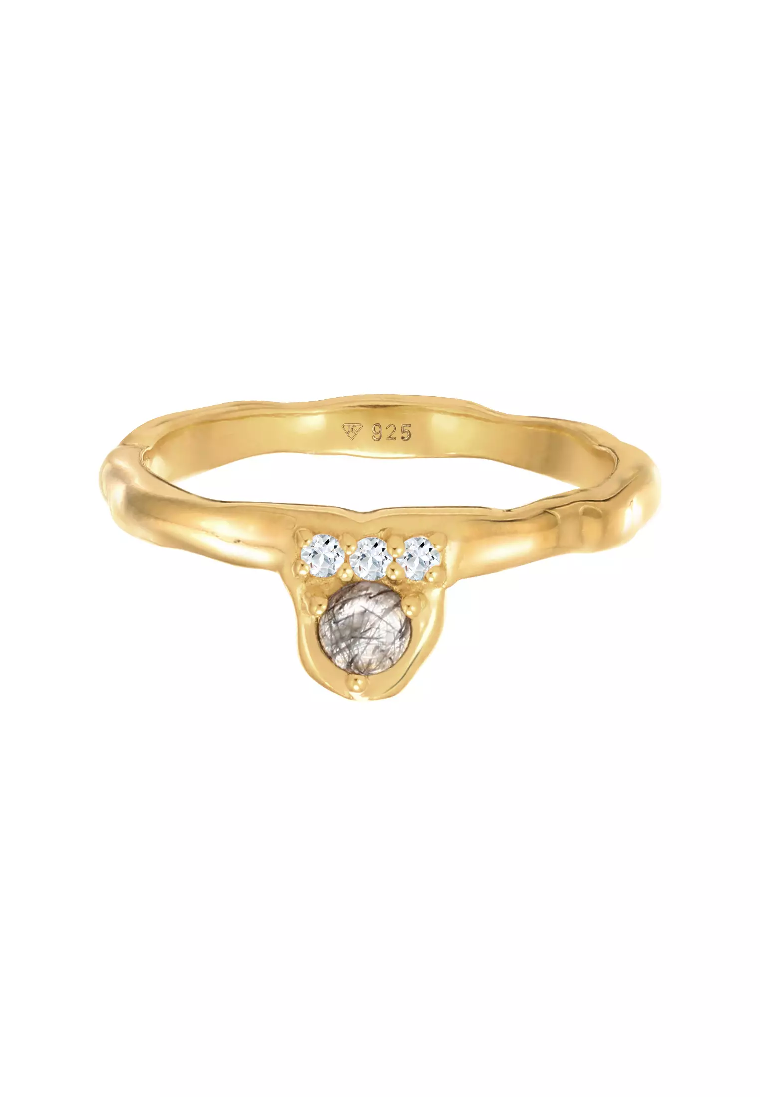 Ring Engagement Organic Tourmaline Quartz And Topaz Gemstone Gold Plated