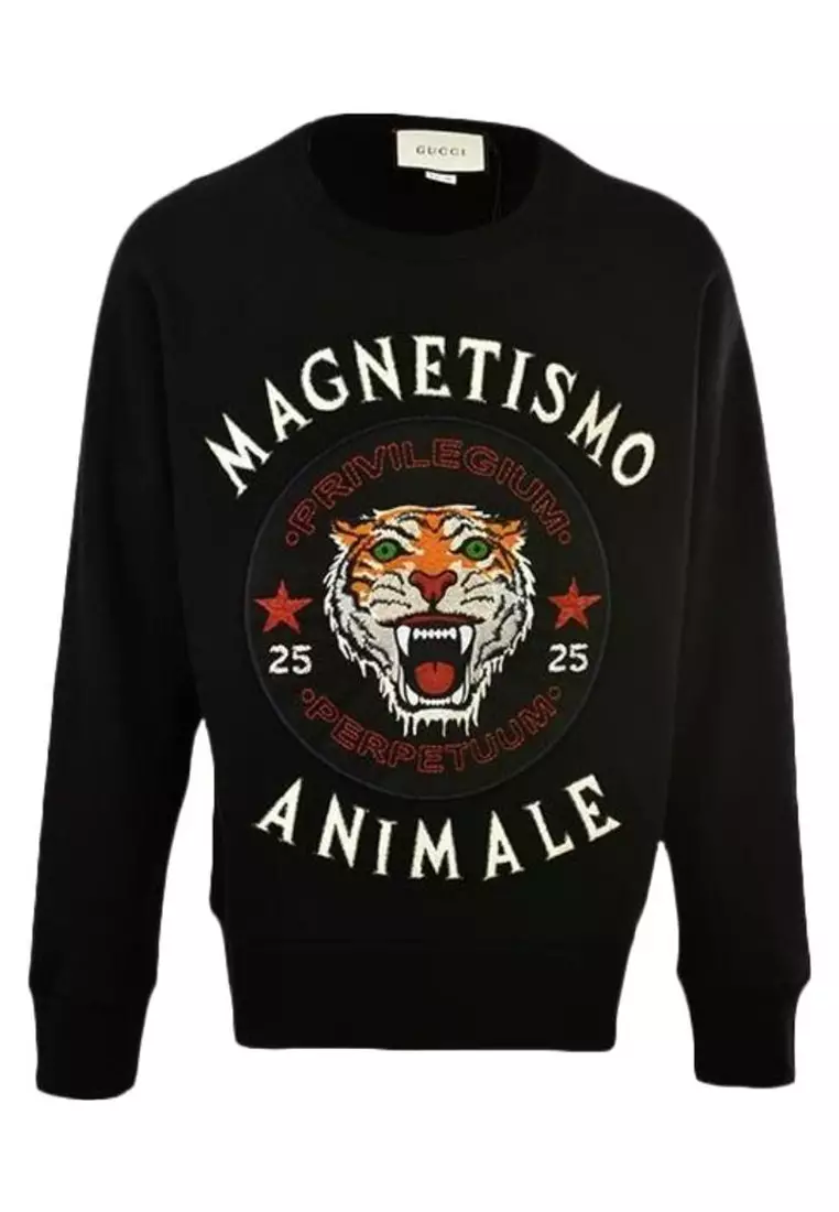 Gucci Cotton Sweatshirt With Tiger in Black for Men