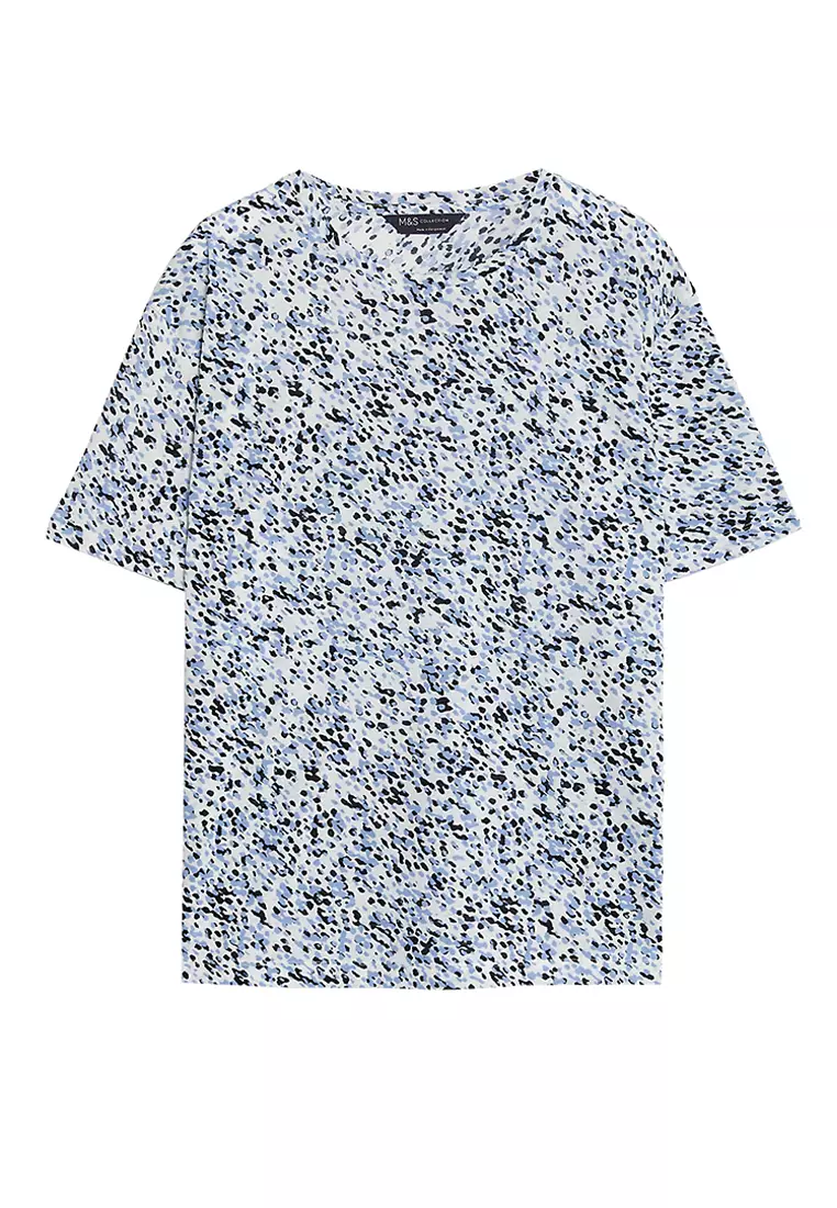 Jual Marks & Spencer Printed Crew Neck Relaxed TShirt Original 2024