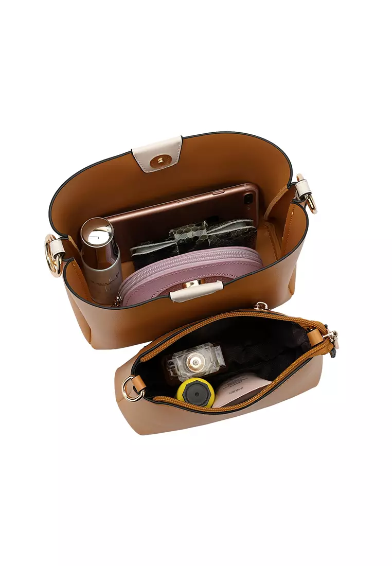 2-In-1 Top Handle Bag Sling Bag & Sling Bag (2-in-1 Tas Tangan & Tas Selempang Wanita) - Kuning