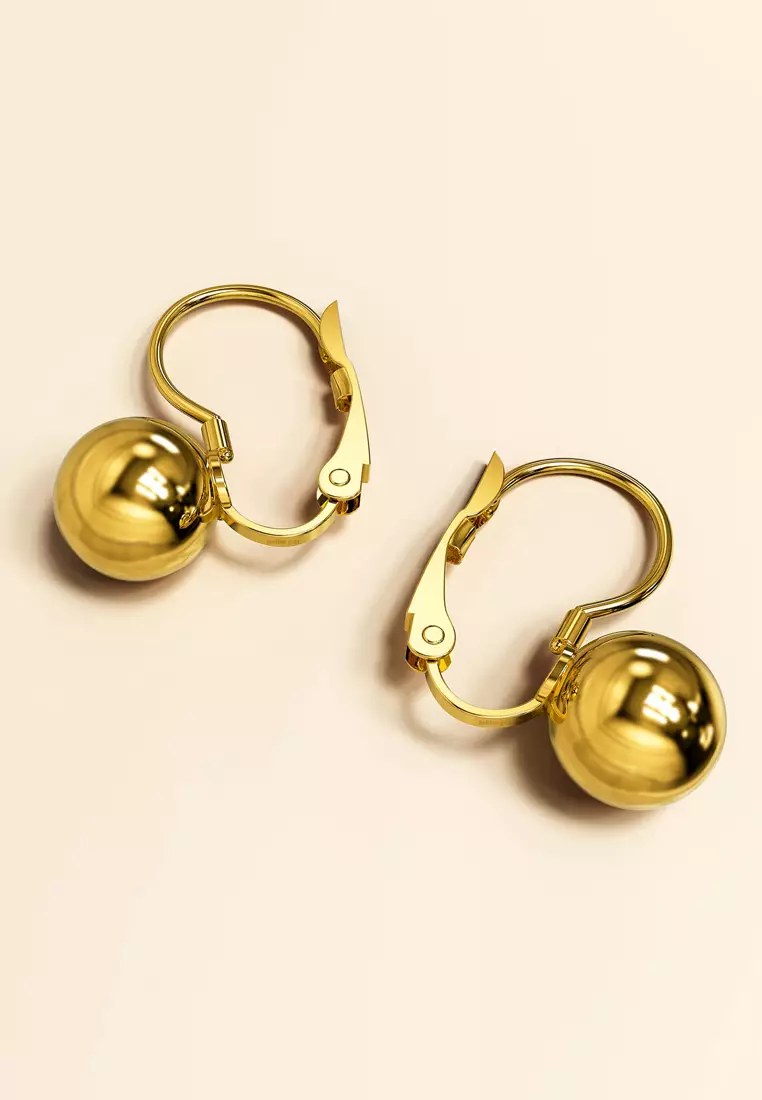 Leverback gold ball sales earrings