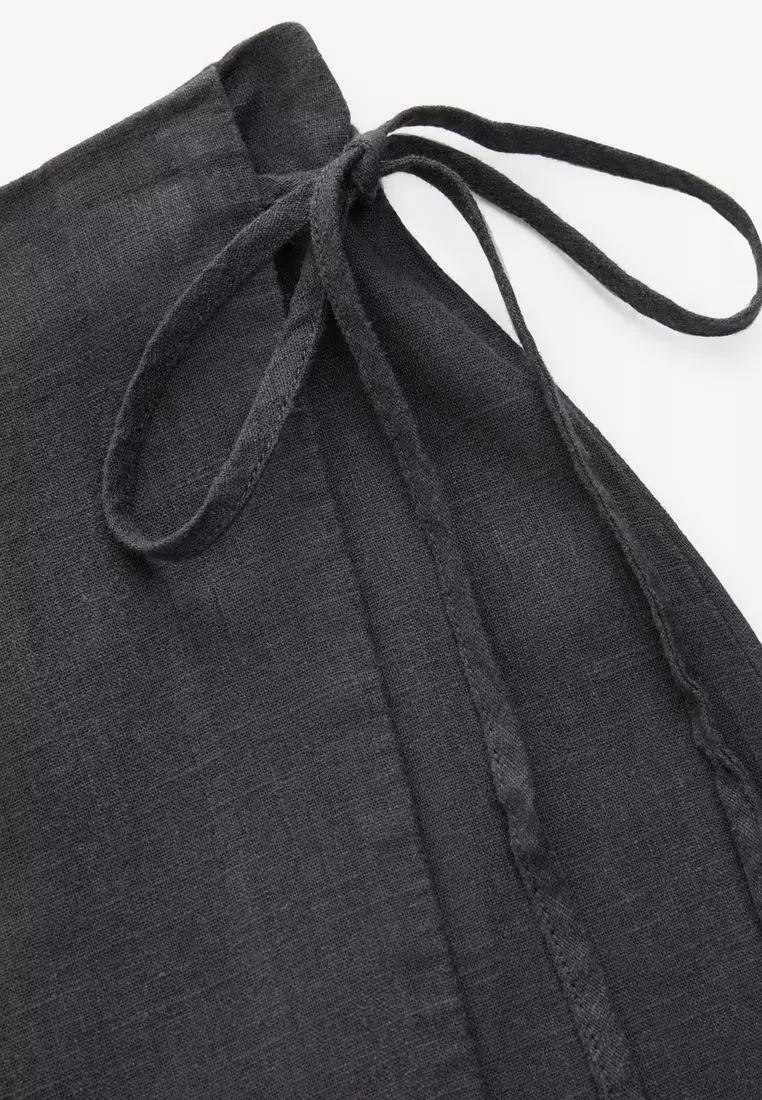 Linen Rich Wrap Mini Skirt