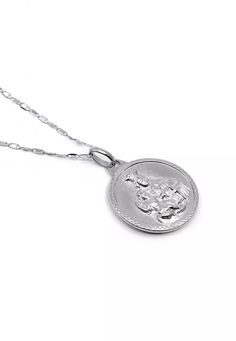 14K Italian Made White Gold Necklace and Pendant