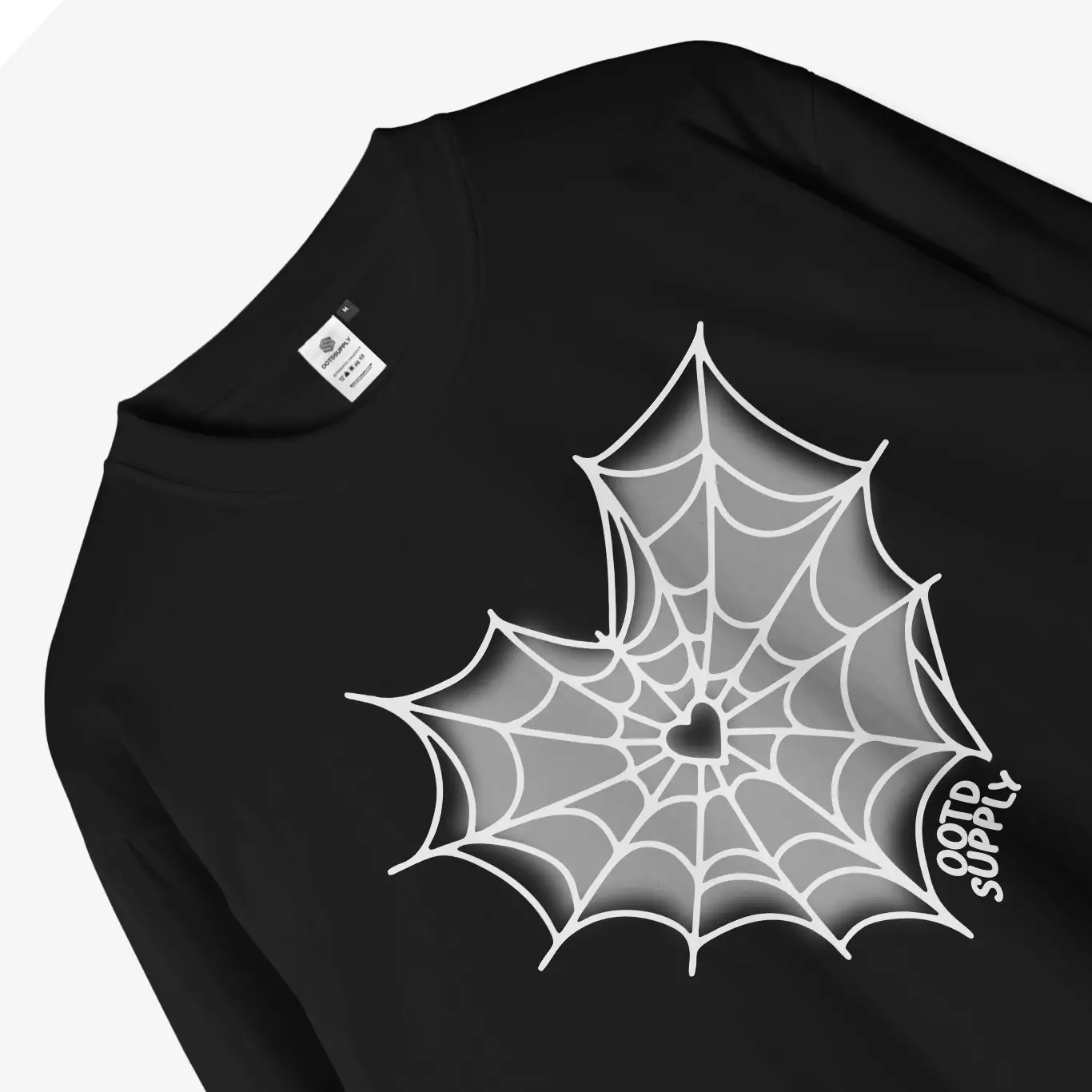 OOTDSUPPLY Longsleeve Webs Heart Black l Kaos Lengan Panjang Pria dan Wanita LS025