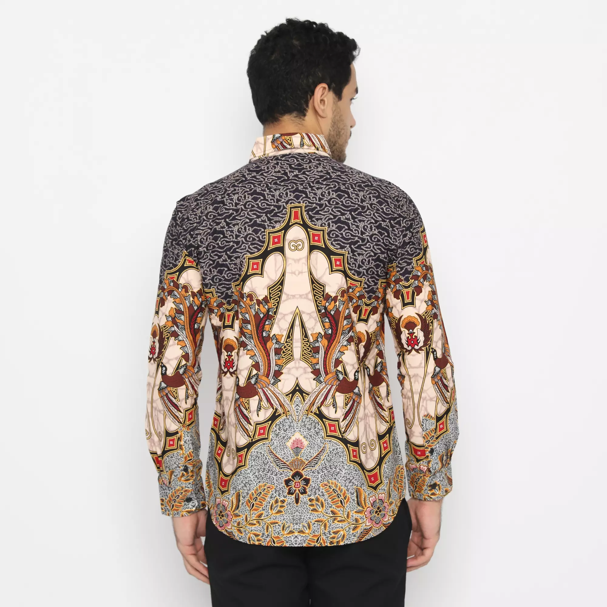 Platini Kemeja Batik Pria Lengan Panjang Hitam Katun 36021