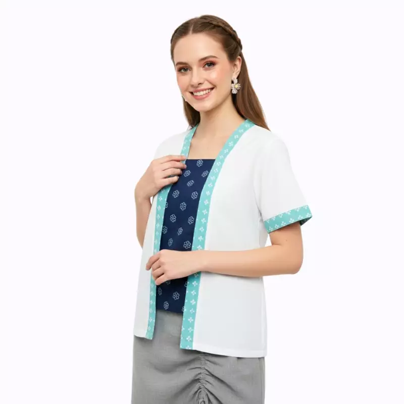 Blouse Batik Wanita - Bhatara Batik Layla - Atasan Batik Modern Lengan Pendek