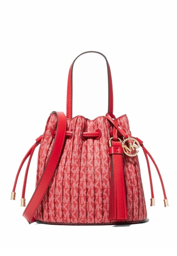 Michael Kors red MICHAEL Michael Kors Willa Extra-Small Pleated Logo Tote Bag 98883AC2D03AE4GS_1