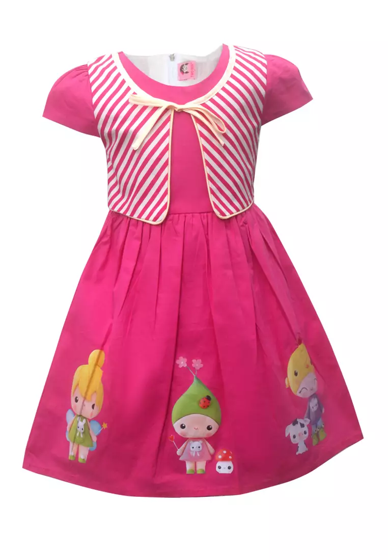 Two Mix Dress Anak Perempuan Katun Digital Printing Usia 1-12 Tahun 4217 Fanta